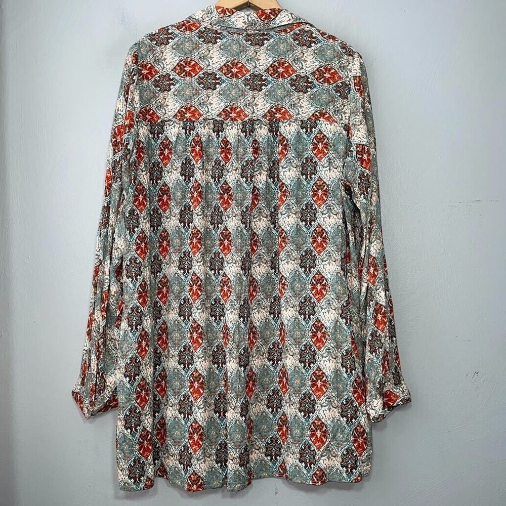 Jane & Delancey Size L Earthy Pintuck Button Up Top Tribal Boho Hippie Goblin - Picture 4 of 9